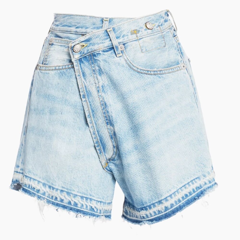 R13 Crossover Denim Shorts